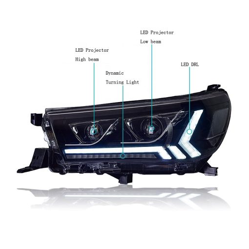 Sequential LED DRL Headlights For Toyota Hilux 2016-2019
