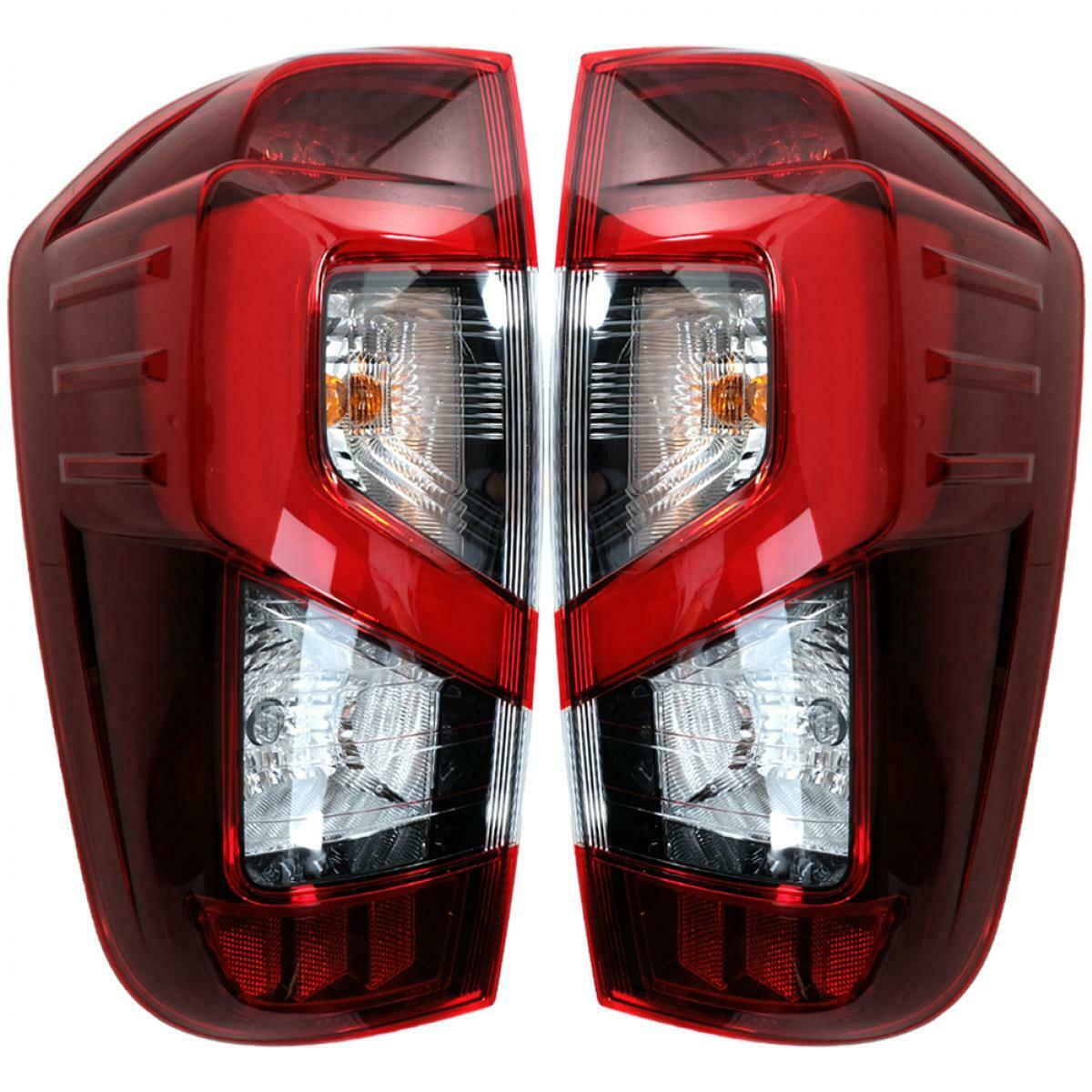 Pair Left & Right Rear Tail Lights For Nissan Navara NP300 D40 2005-2014 – Black Housing, Red/Clear Lens